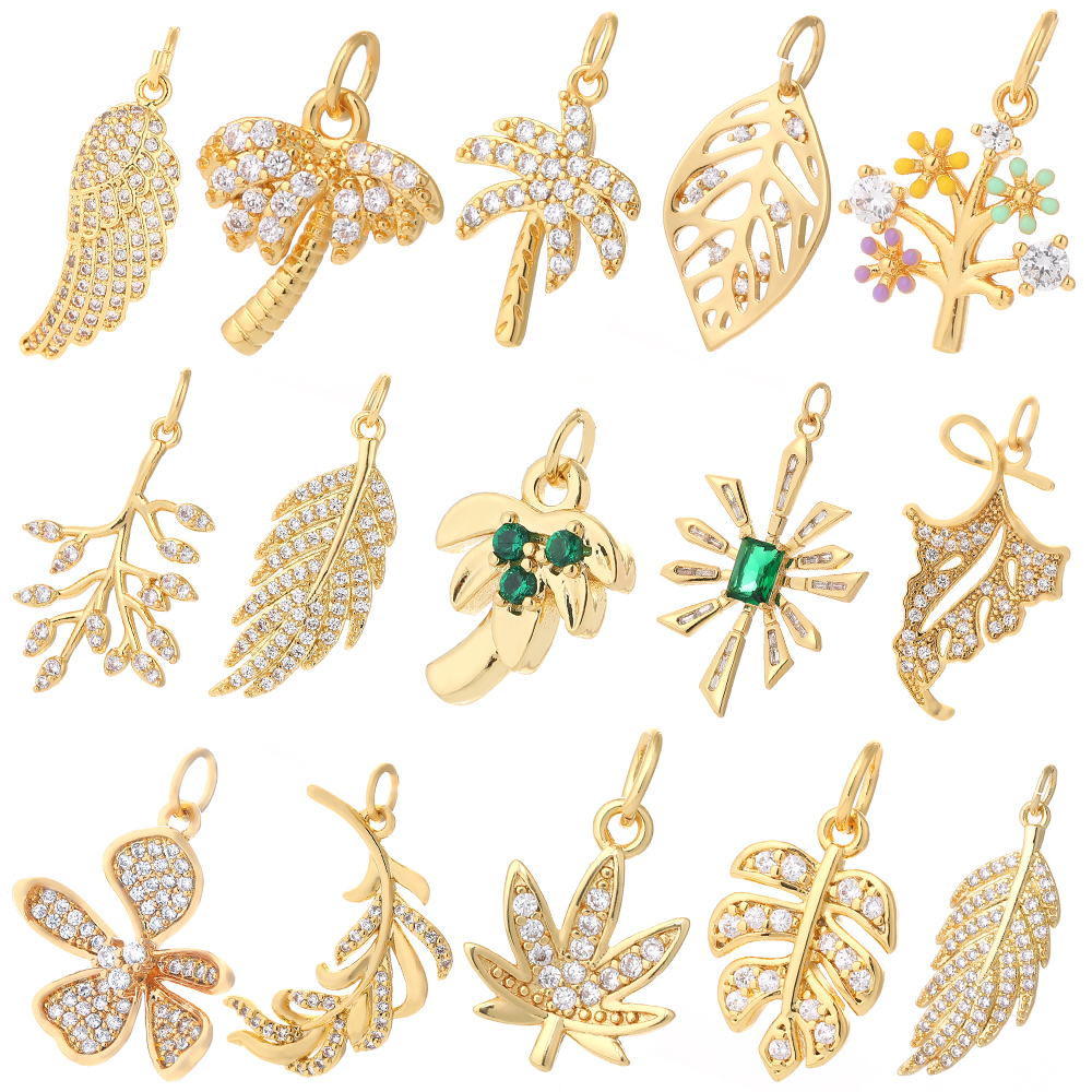 Blumen Blätter Kokosnussbaum Pflanzen Designer Schmuck Charms für Schmuckherstellung Zubehör Diy Anhänger für Armband Halskette Ohrring – Detail 1