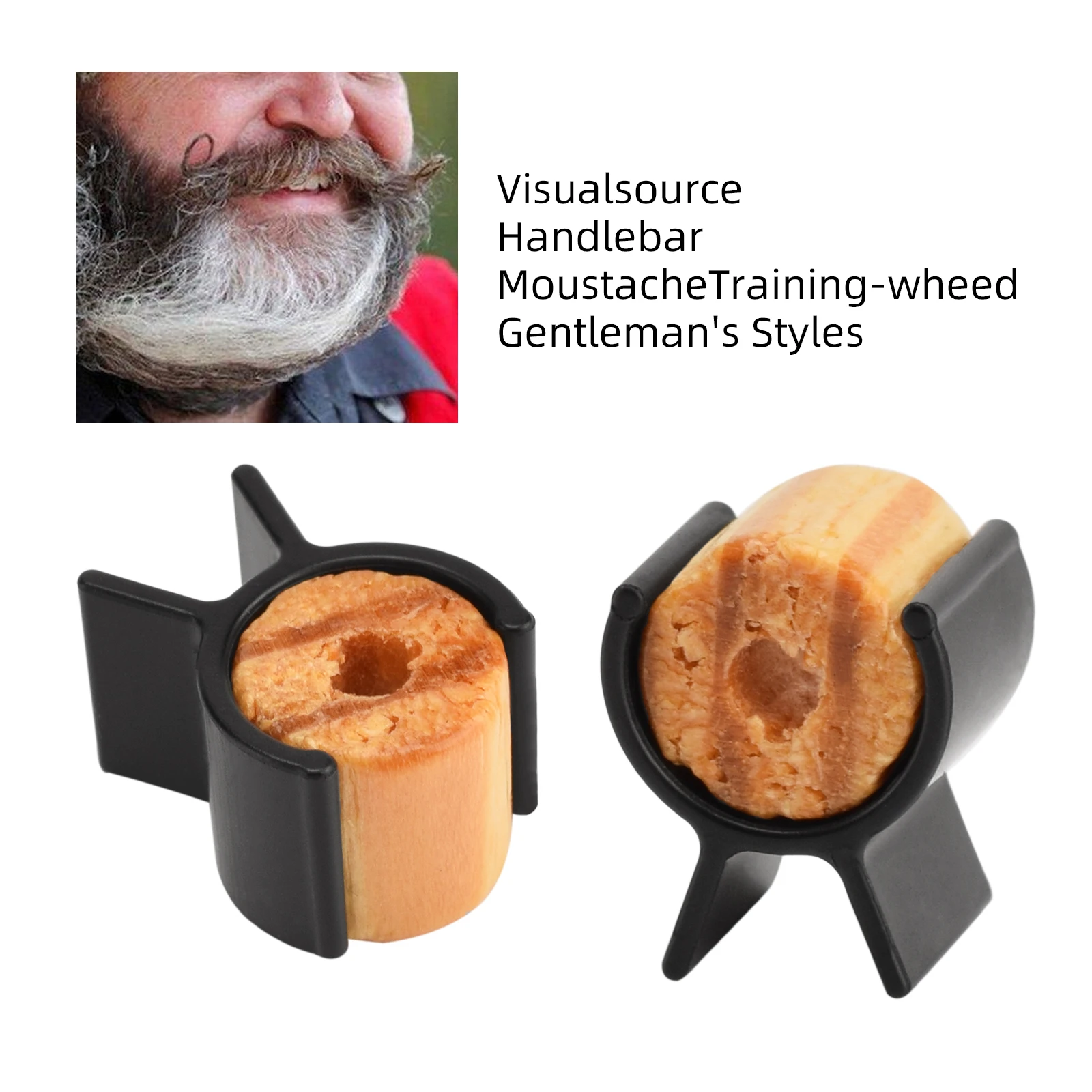Men Portable Mustache Training Wheel Trimming Beard Styling Wood Handle