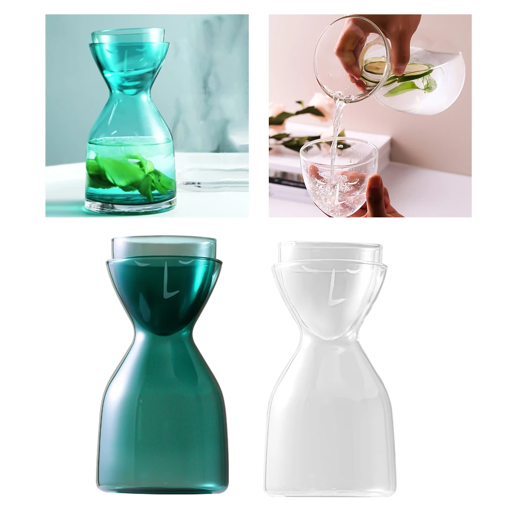 Carafe Elegant Dishwasher Hourglass Body Pitcher Borosilicate Glass for Cocktail Drinking Kitchen Drinkware Serveware