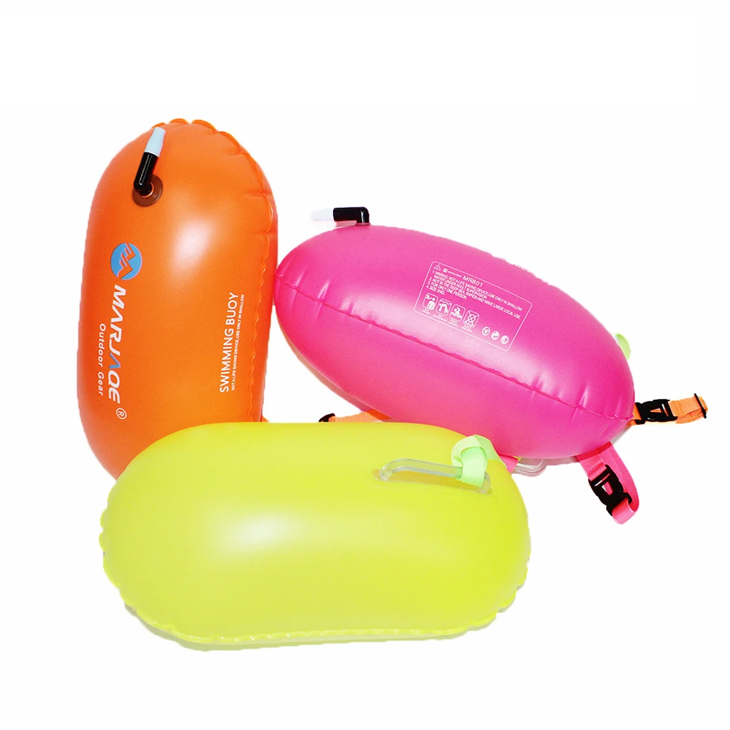 Portable Swim Buoy Tow Float Inflated Device Open Water Swimmers Triathletes