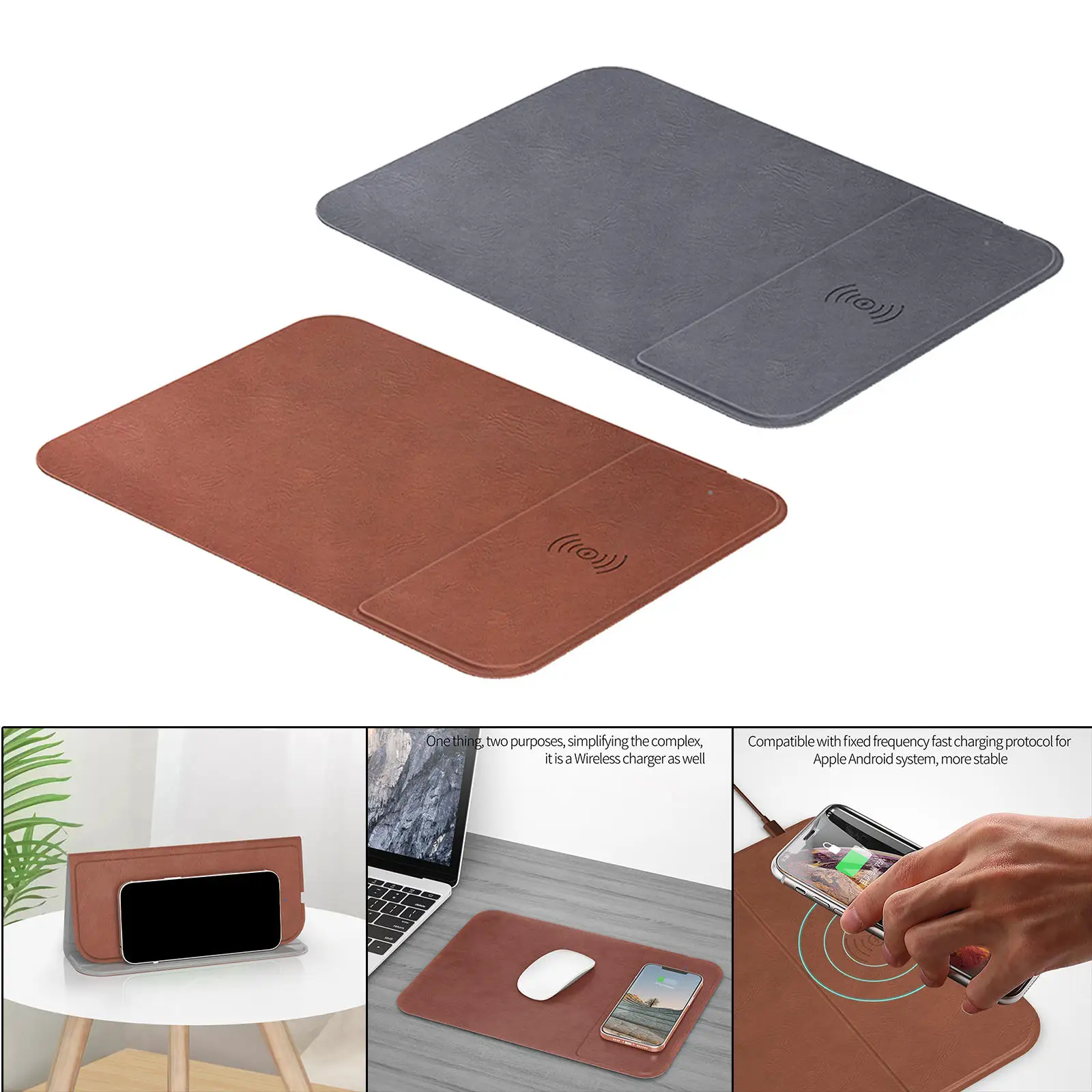 Foldable 15W Wireless Charging Mouse Pad Creative Desk Quick Charge Phone Holder Computer Mat for Gaming Cell Phones PC Laptop