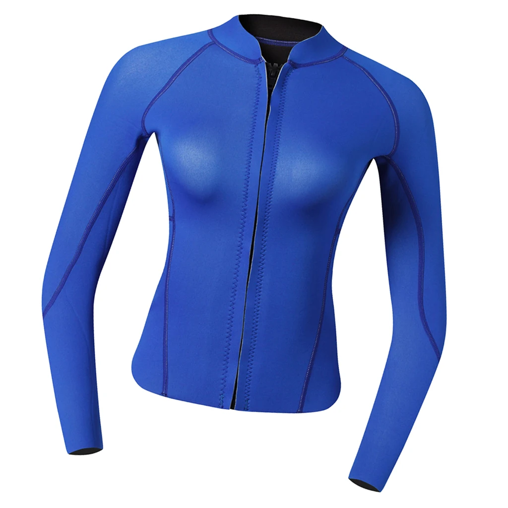Women Wetsuit 2mm Suit Top Shirt Diving Swimming  Jacket Blue