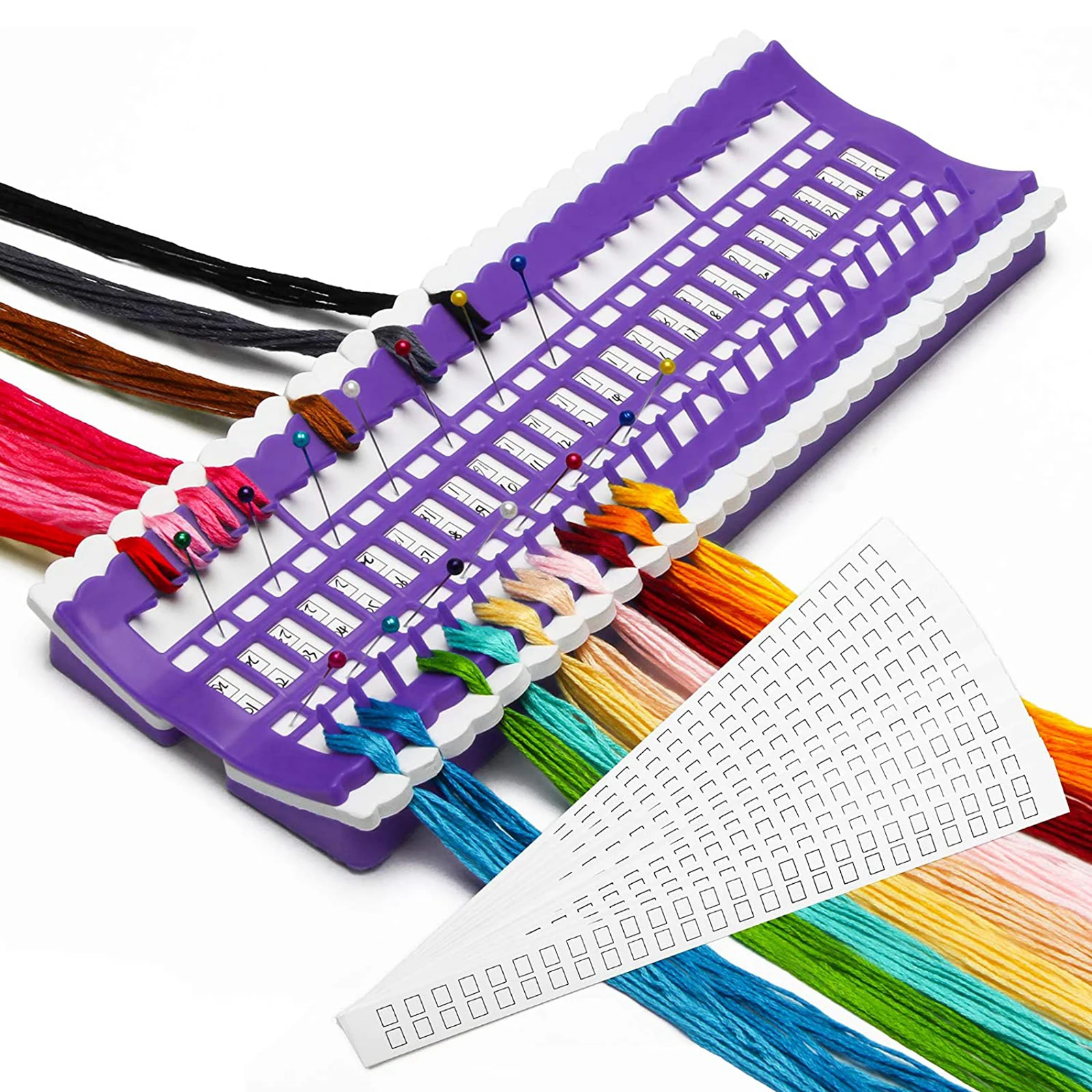 Durable Sewing Floss Organizer, Reusable Plastic Cross Stitch Row Line Threads Sorting Cards Tools,50 Positions Organizers
