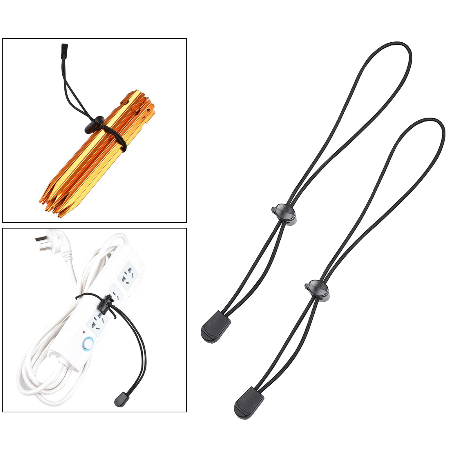 2pcs Adjustable Durable Elastic Cord 26cm Camping Hiking Walking Sticks Trekking Pole Tie Downs Holder 10'' Elastic Rope