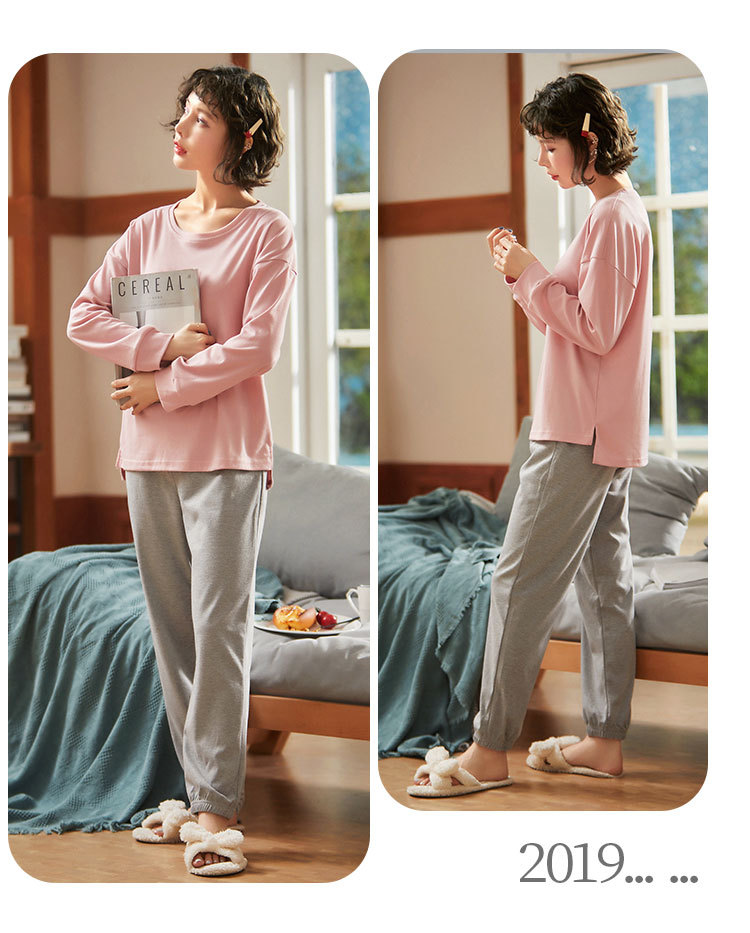 Algodão dos Desenhos Comprida + Calça Slpbely Feminino Pijamas Conjunto Nightwear Primavera Bonito Animados Manga Casual Casa Roupas 17 High Quality Pijamas e Moda Íntima