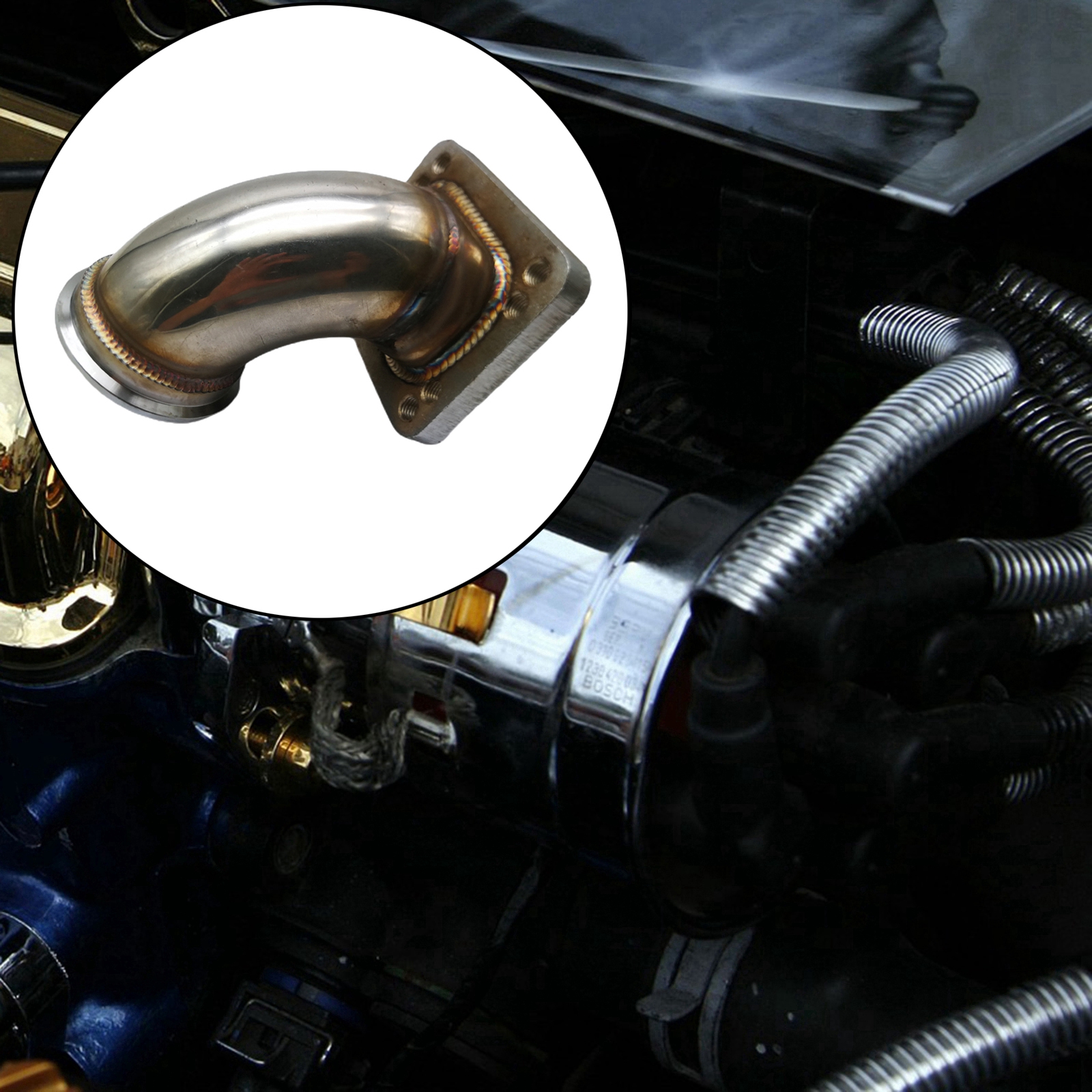 304 Stainless Steel, V-Band 90 Degree Elbow Adapter Flange Kit, for T3 T4 Turbocharger, Chargers Parts, Car Accessories