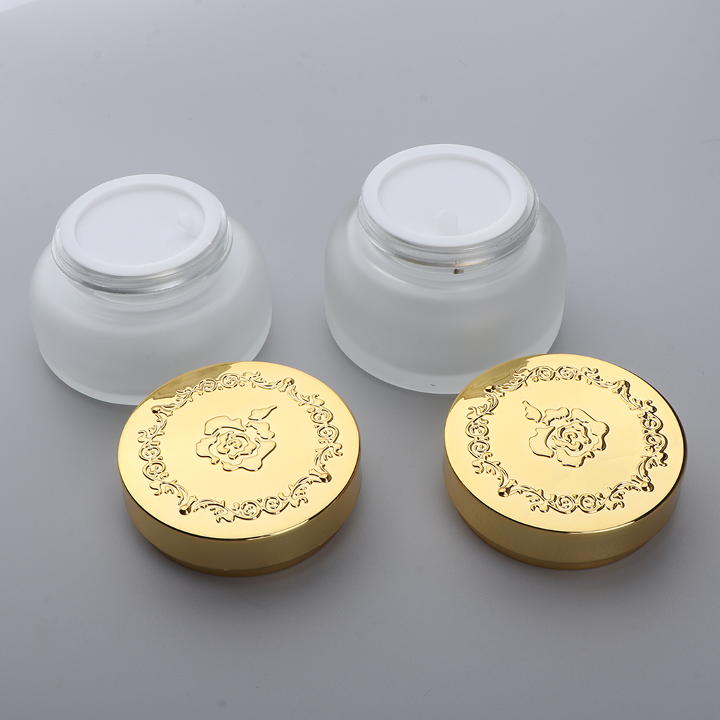2Pcs Cosmetic Empty Jars Makeup Cream Containers Travel Glass Bottles - NEW