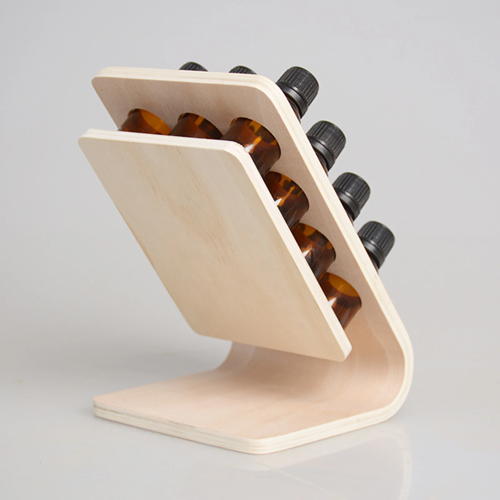 12 Holes 15ML Rectangle Shape Wooden Essential Oil Display Stand Holder Essential Oil Displaying Rack Holes-Dia. 3cm