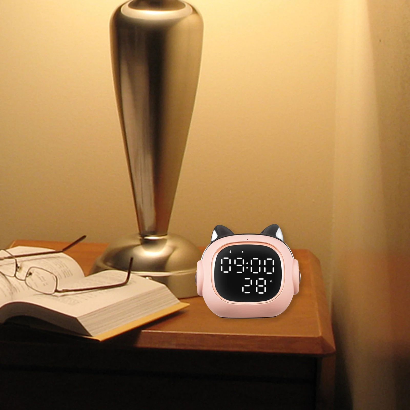 LED Smart Alarm Clock Bluetooth Speaker Small Timer Night Light Snooze