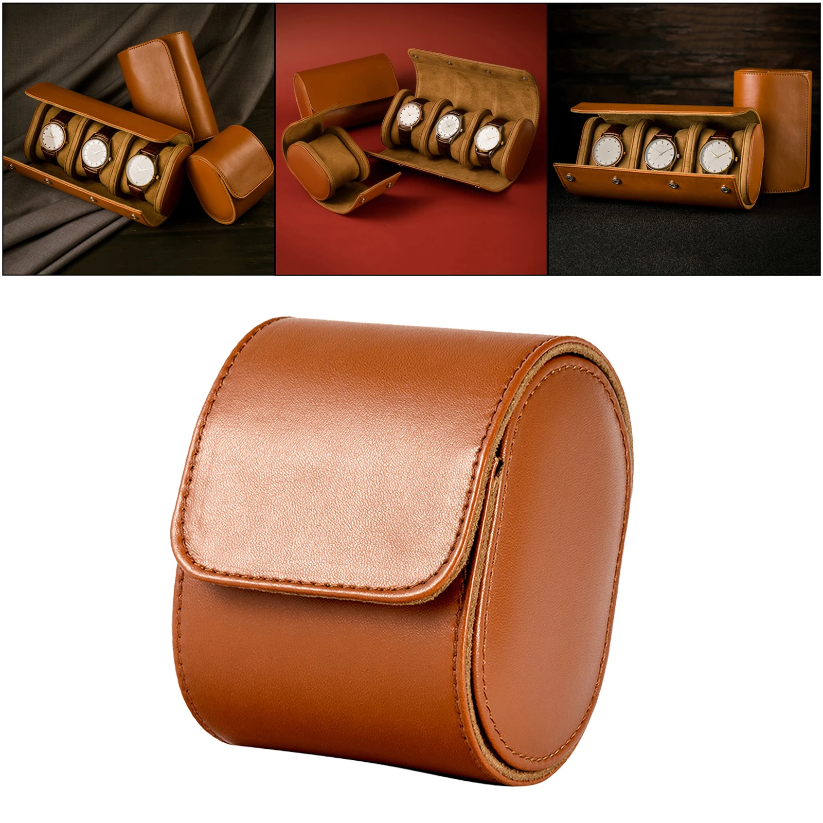 Luxury PU Leather Watch Box Men Jewelry Earrings Storage Organizer Holder