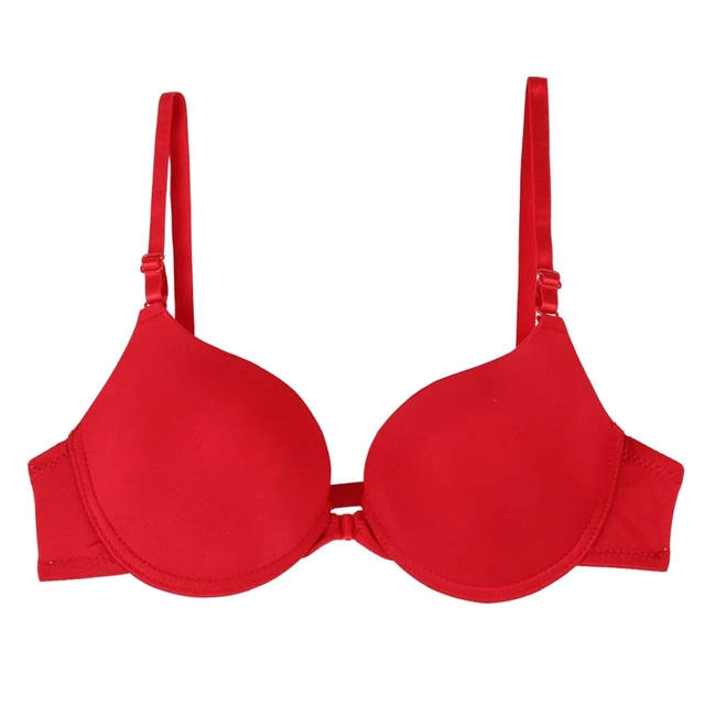 Cute bra set for girls in their zodiac year, no rims, no trace, small  breast push-up underwear, autumn and winter red