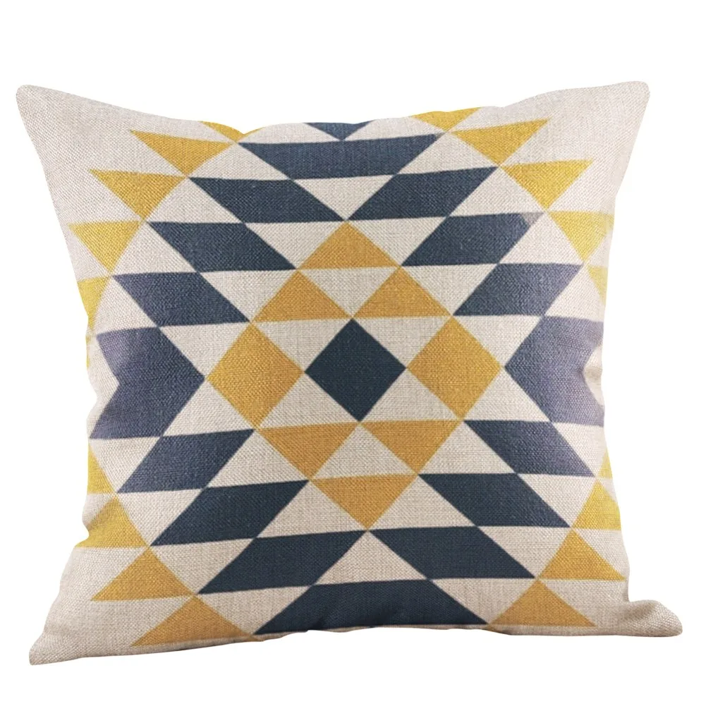 Mustard Pillow Case Yellow Geometric Fall Cushion Cover Decorative Multi-color 