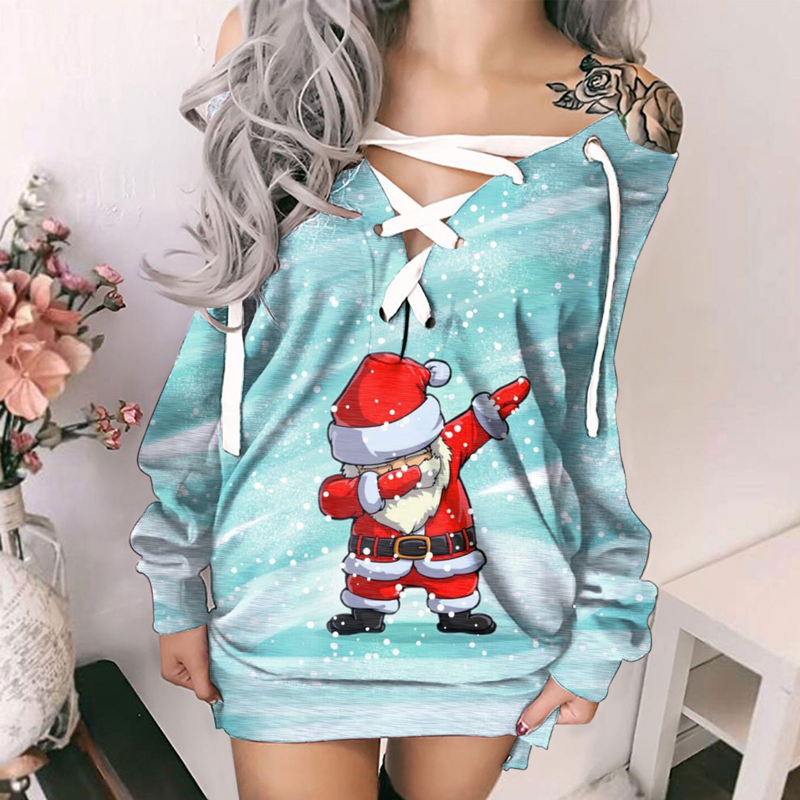 santa print dress