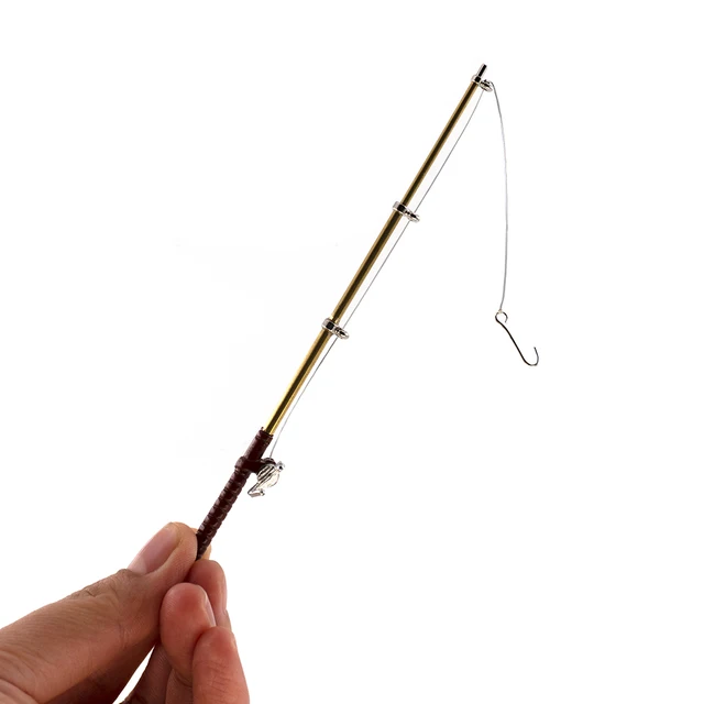 3pcs Dollhouse Metal Fishing Rod Outdoor Miniature Fishing Pole Mini Tools  