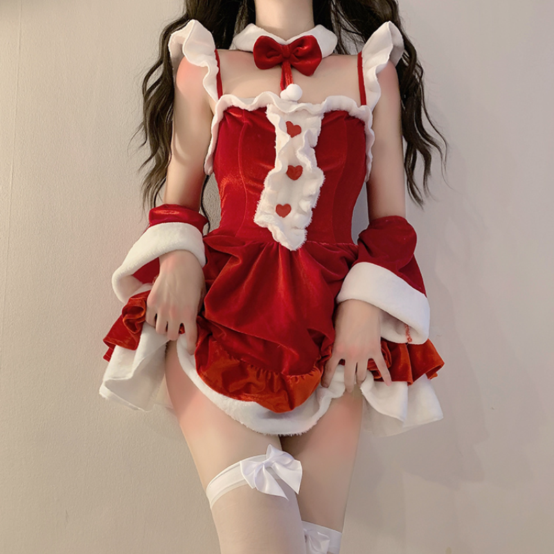 vermelho coreano sexy conjunto de natal feminino