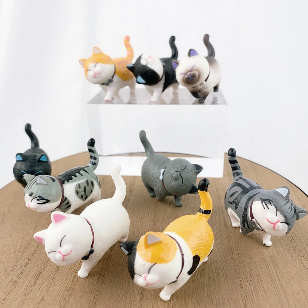 9 Pcs Car Dashboard Ornaments Cats Figurines Kitten Figures Dolls Home Furnishings Ornaments