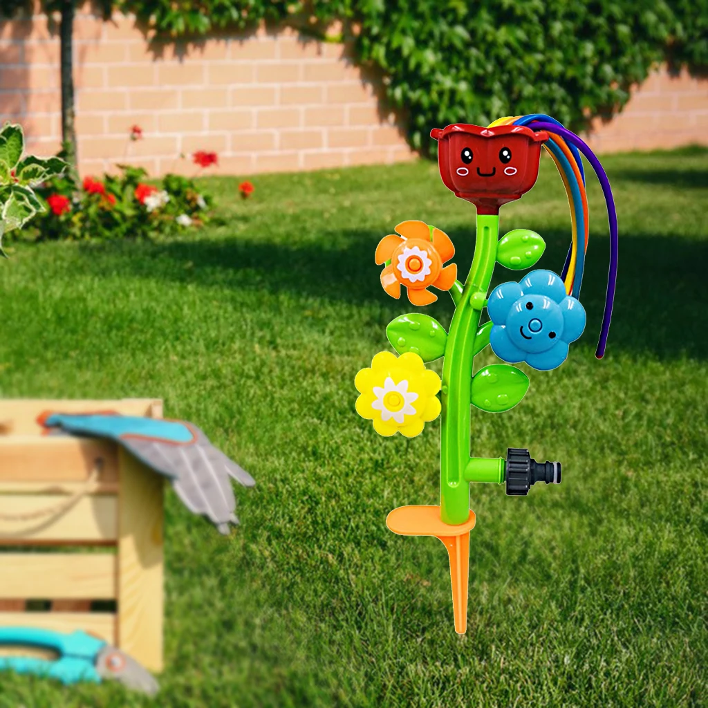 Summer Kids Water Sprinkler Yard Flower Fun Toy w/ Wiggle Tubes Patio Swirl