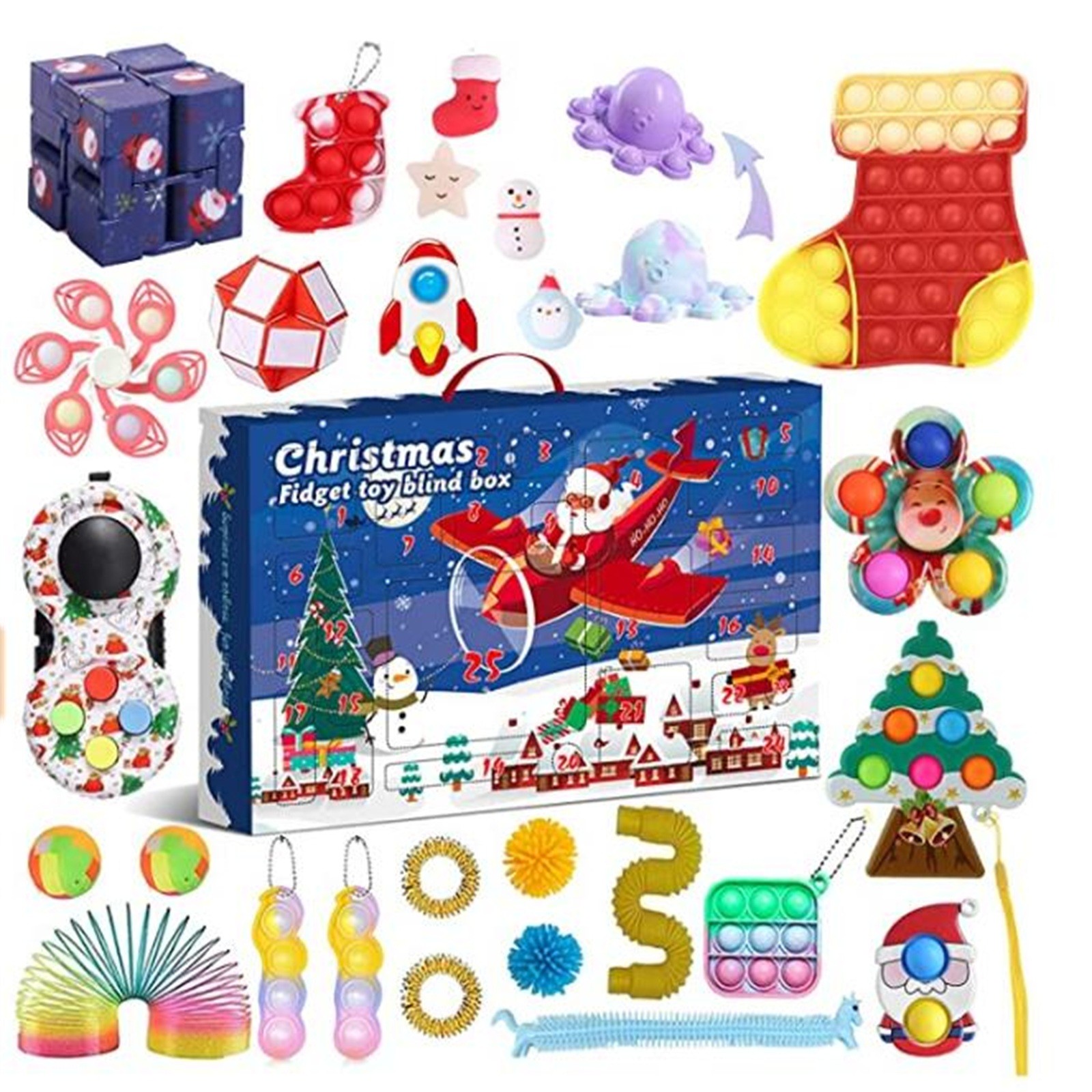24pcs Fidget Toy Bag Mystery Box Advent Calendar Surprise Christmas 