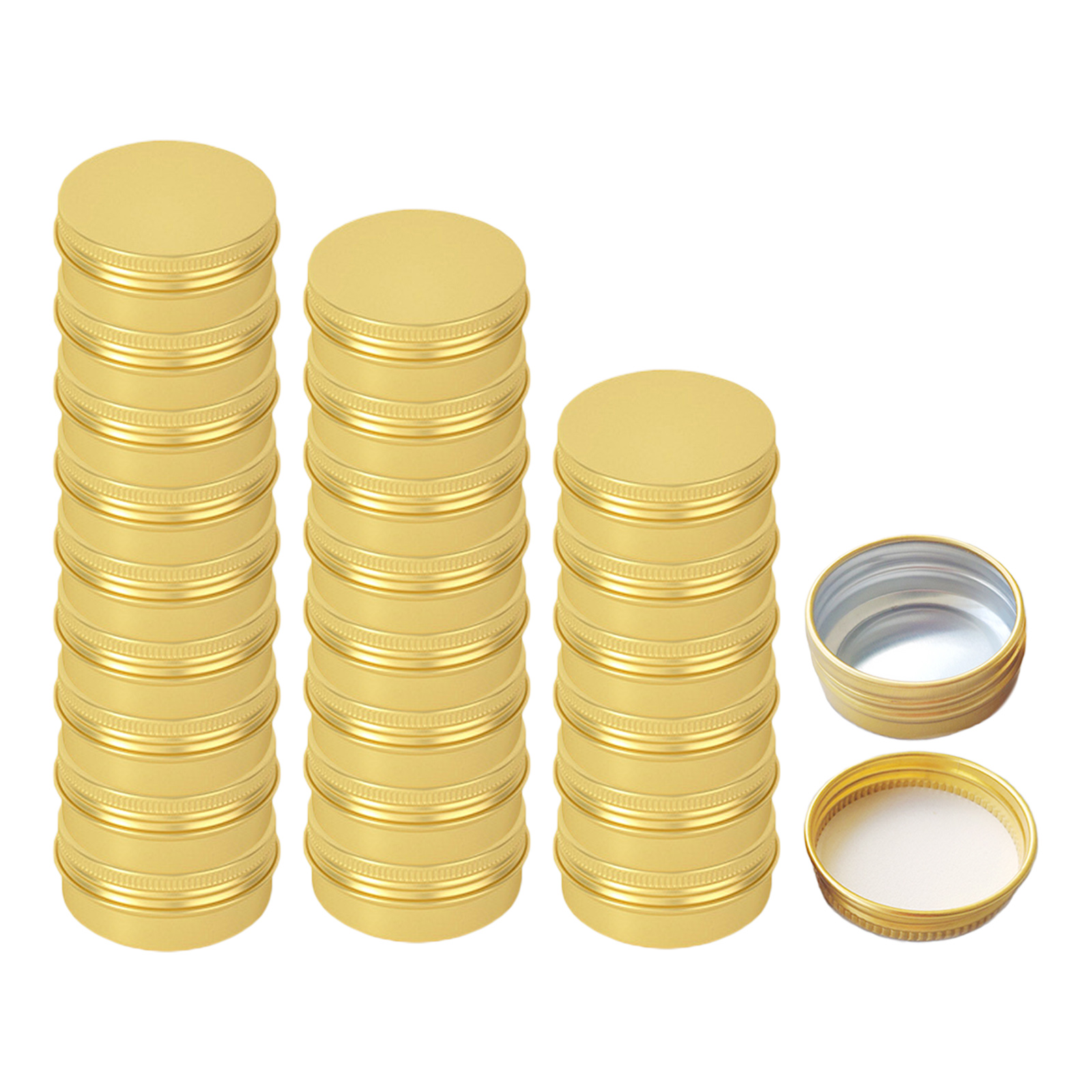 24Pcs 15ml Travel Tin Cans Screw Lid Round Aluminum Metal Case Golden