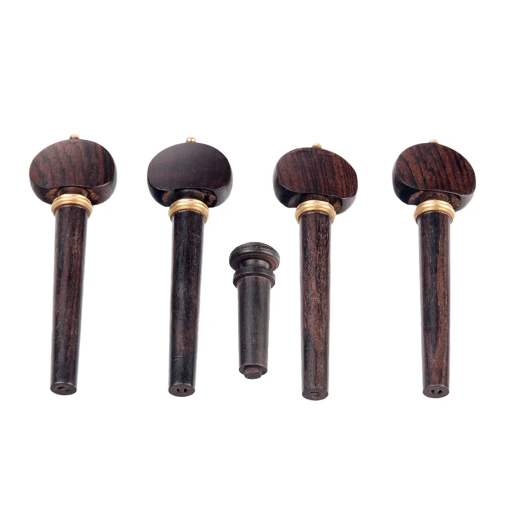 Finest Ebony 4/4 Scale Violin Tuning Pegs + Endpin Musical Instrument Violin Replacement Parts