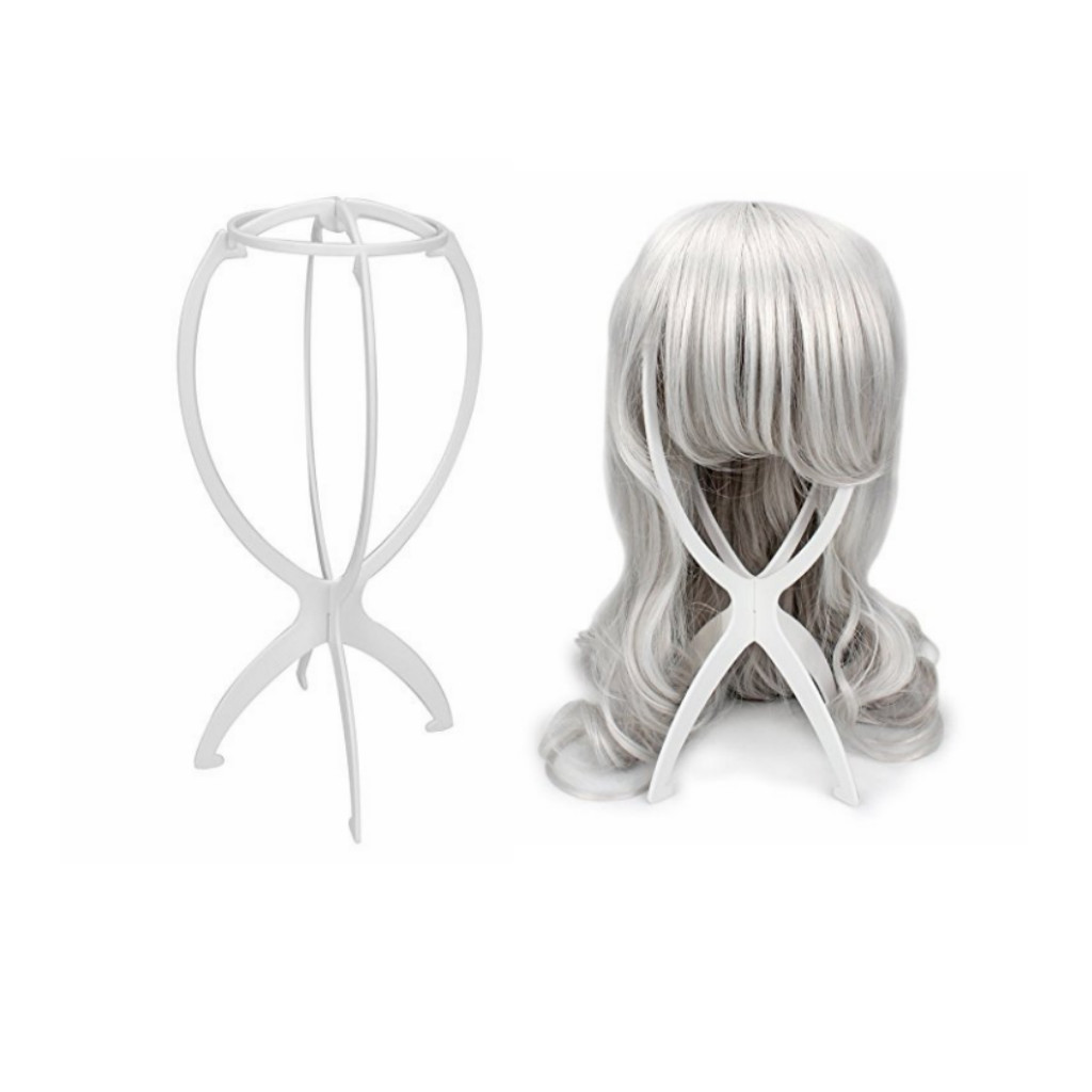Folding Wig Hair Stand Holder Durable Plastic Toupee Hat Cap Display Dummy Head Stable Wig Dryer Rack