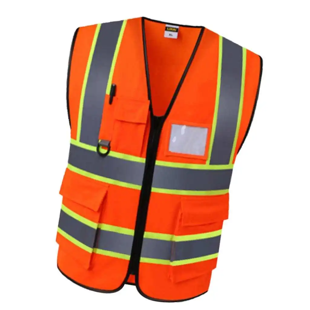 Free Size Reflective Stripes Road Safety Vest for Engineer Construction Gear with Pockets