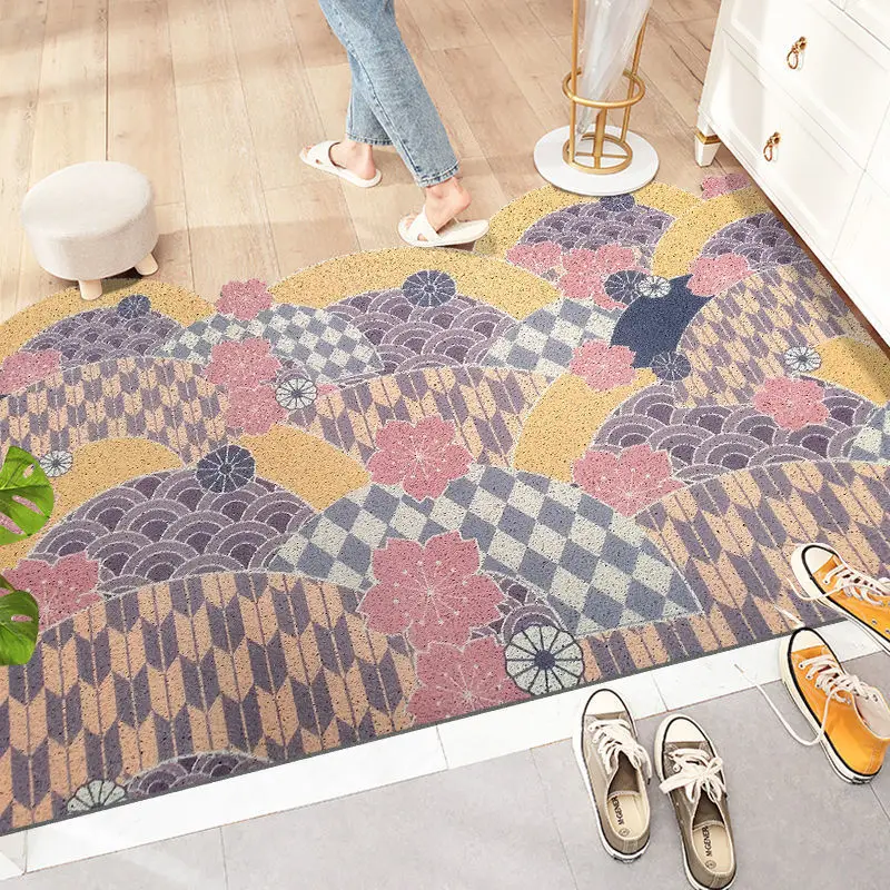 Japanese-style Silk Loop Door Mat Carpet PVC Floor Door Mats Non-slip Mat Carpet 