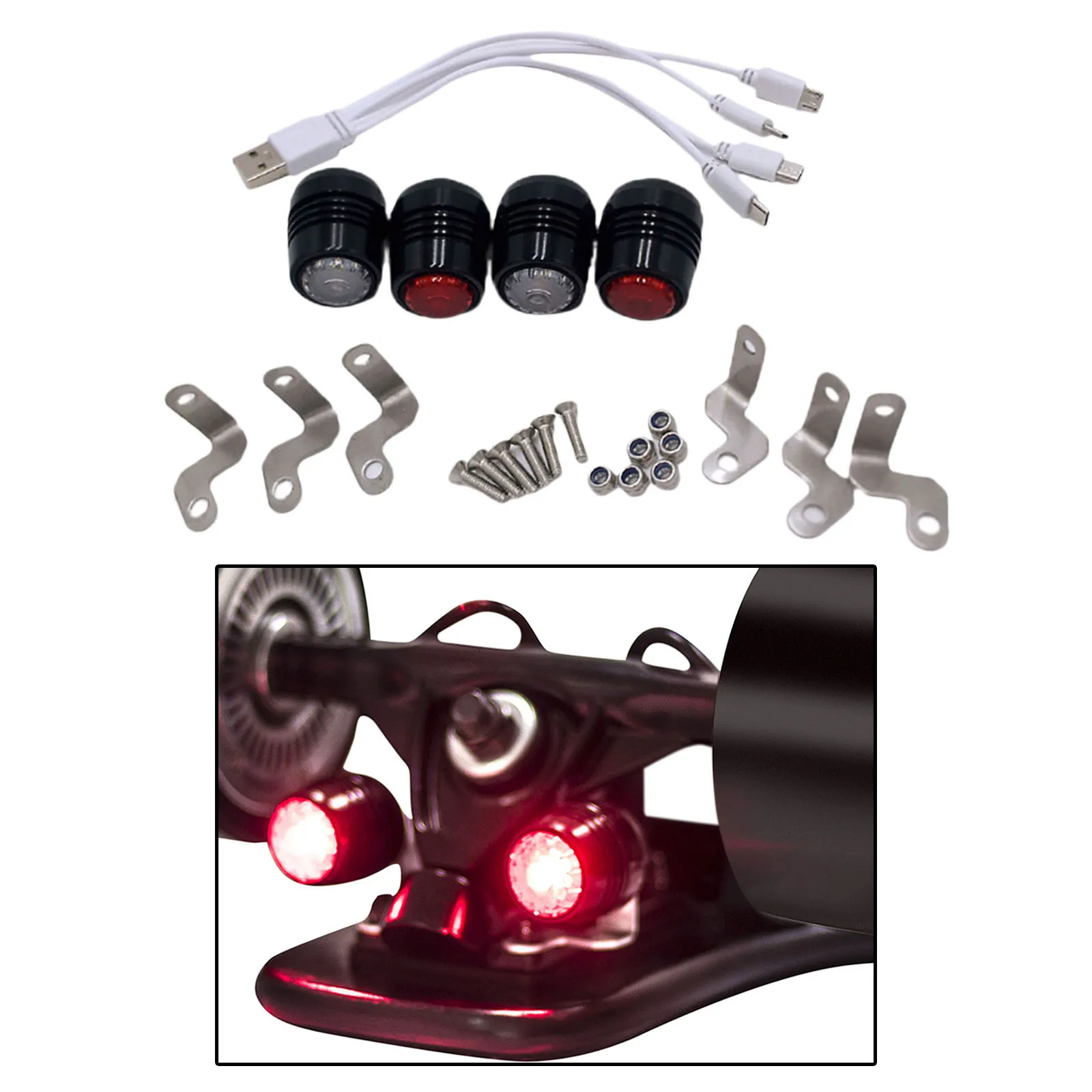 4Pcs Skateboard LED Lights Night Warning Lamp for Longboard Scooters Accessories Safety Lighting Parts