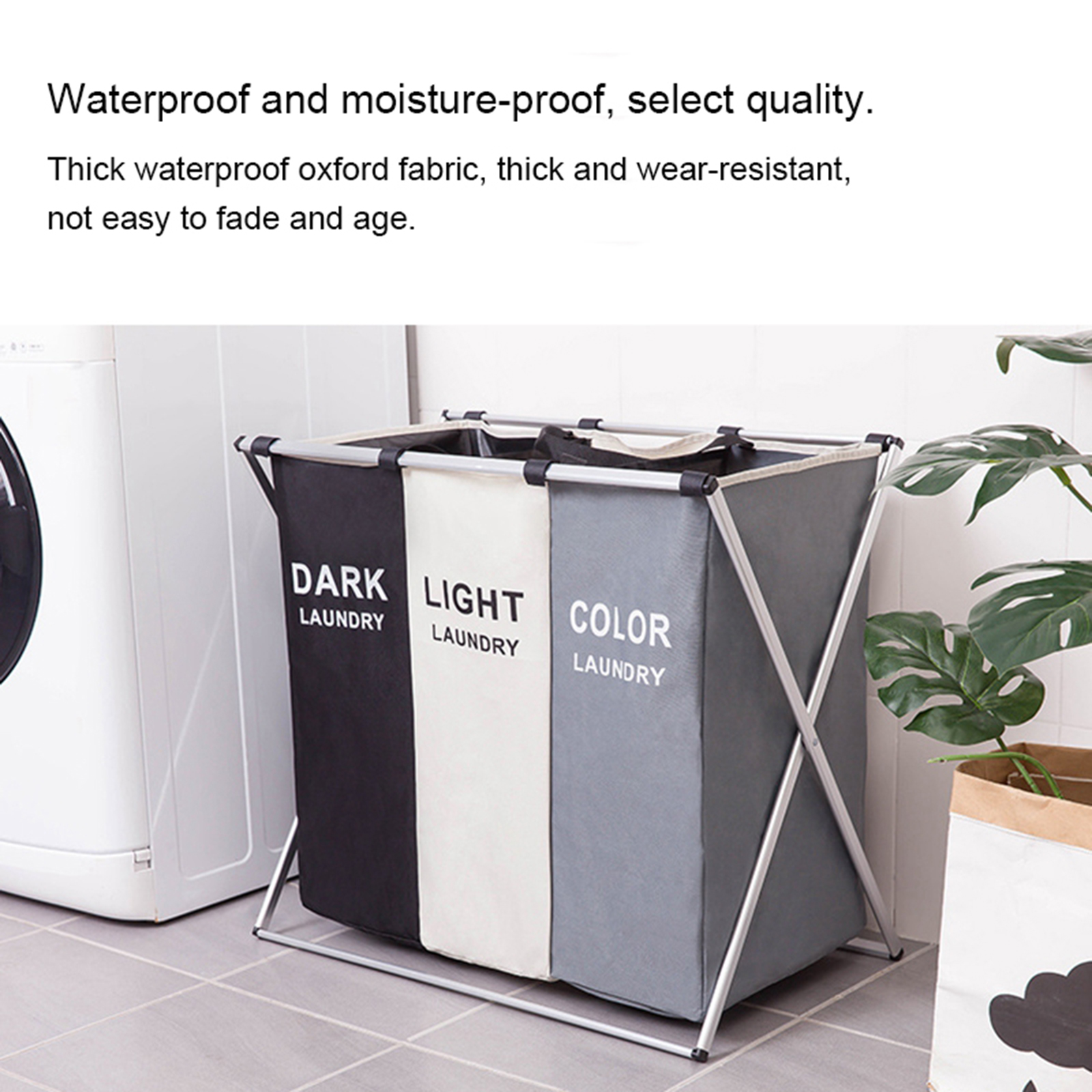 Laundry Hamper Sorter Aluminum  Basket for Home Bathroom Collapsible