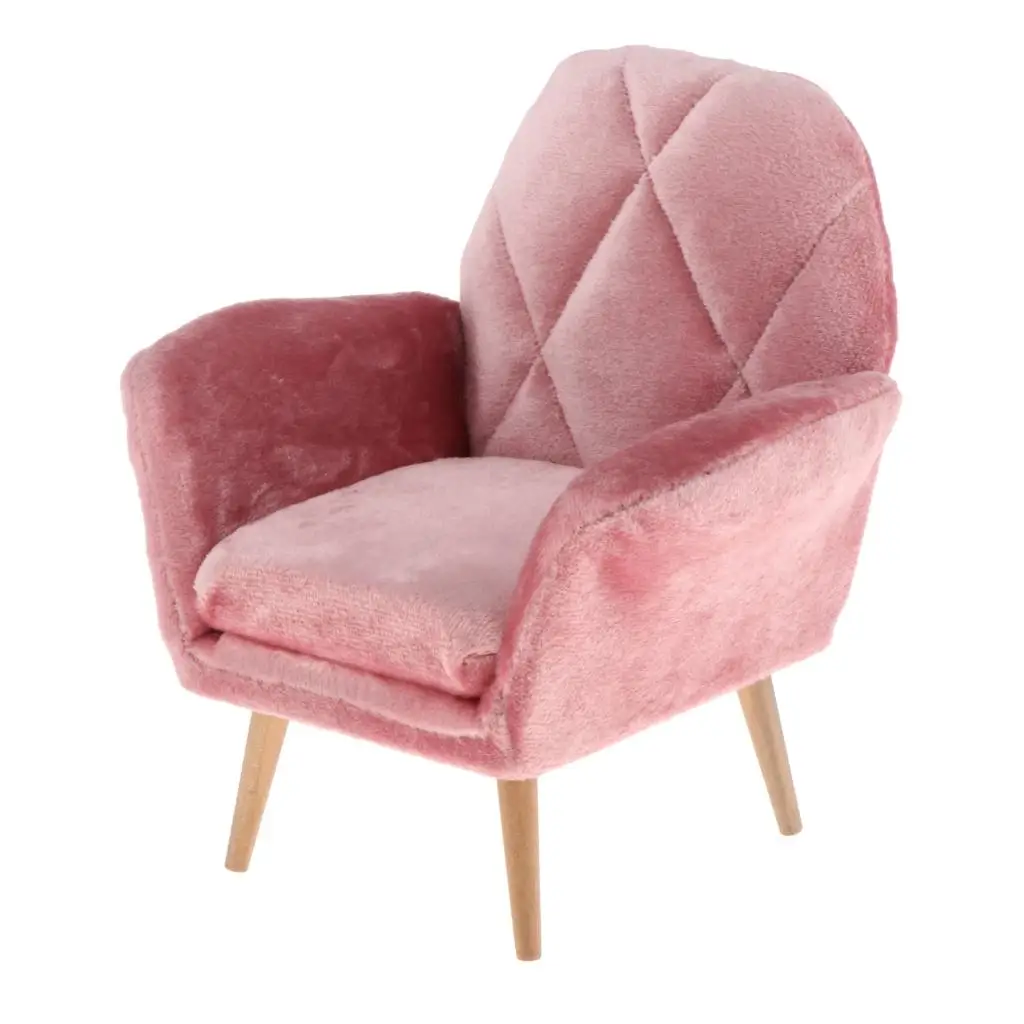 Pink Dollhouse Miniature Single Sofa for Blythe Living Room Bedroom Decor