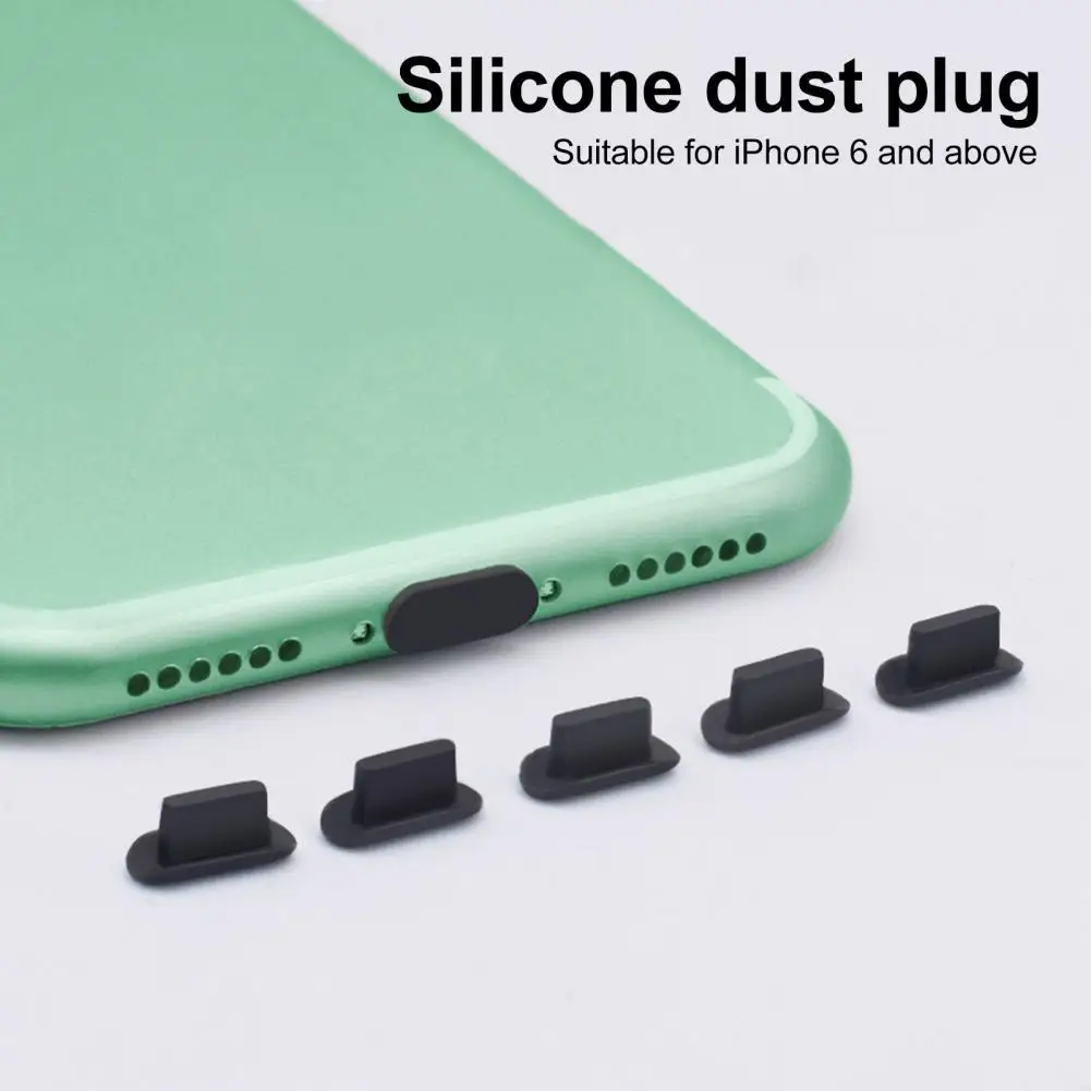 5Pcs Silicone Wear-resistant Phone Earphone Case Tablet Dust Plugs For iPhone 5S 6 8P iPhone 11 iPhone 12 Pro AirPods Headset