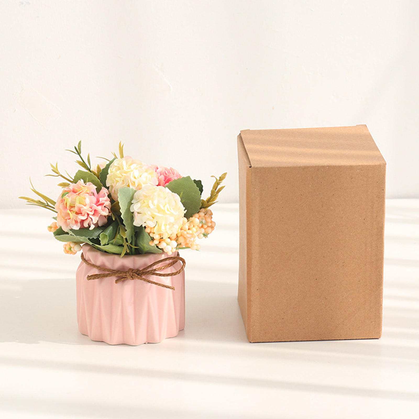 Artificial Flower Simulation Hydrangea Flower with Flower Pot Fake Potted Plant for Home/Garden/Wedding/Party Decor