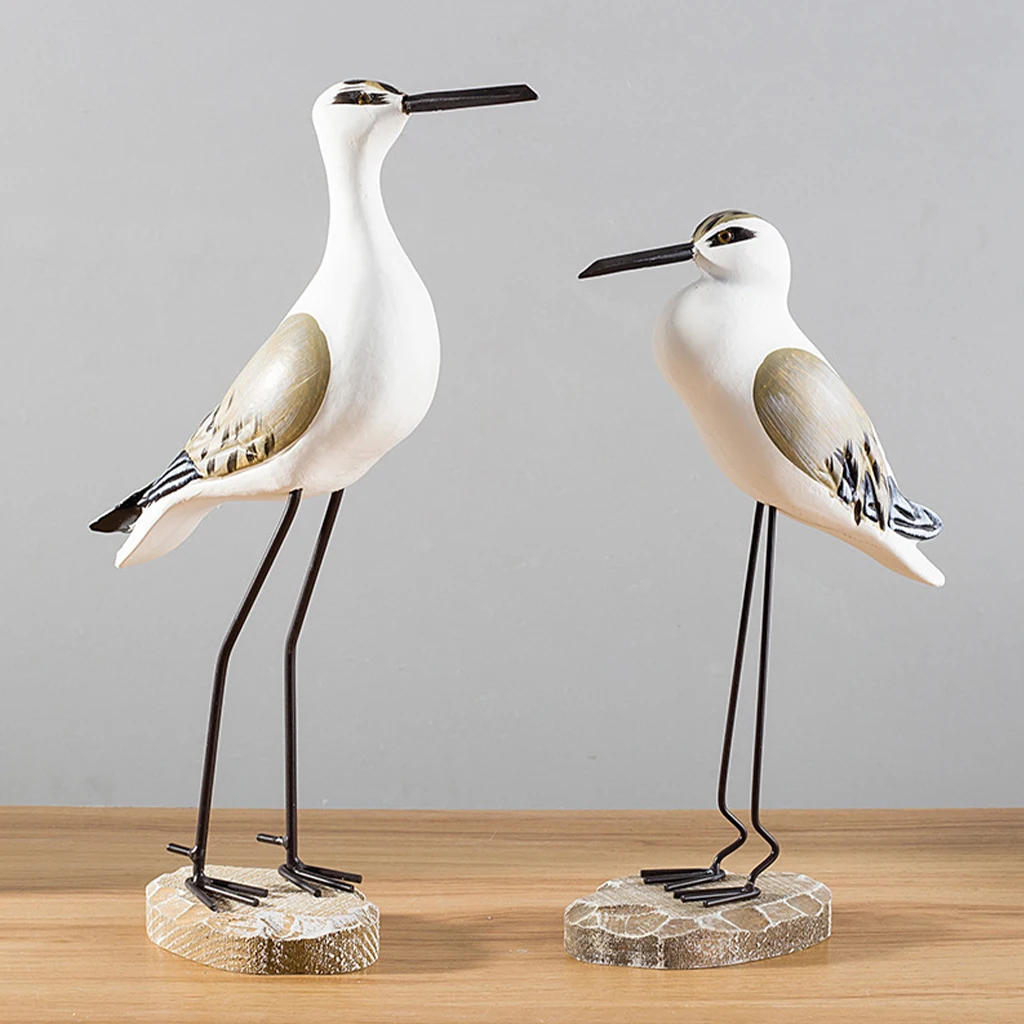 Seagull Figurines Hand Painted Yard Bird Statue Decor Props Home Office Lawn