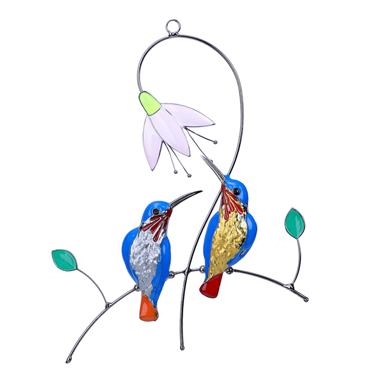 Hummingbirds Stained Glass Suncatcher Birds Pendant Outdoor Home Decoration