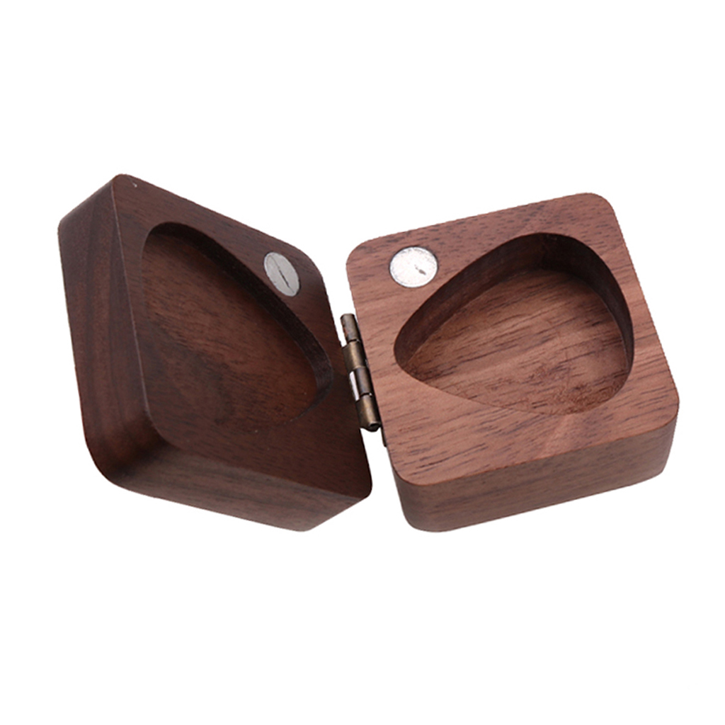 Walnut Guitar Pick Plectrum Box Holder Case for 4pcs Picks Hold Guitar Accessories