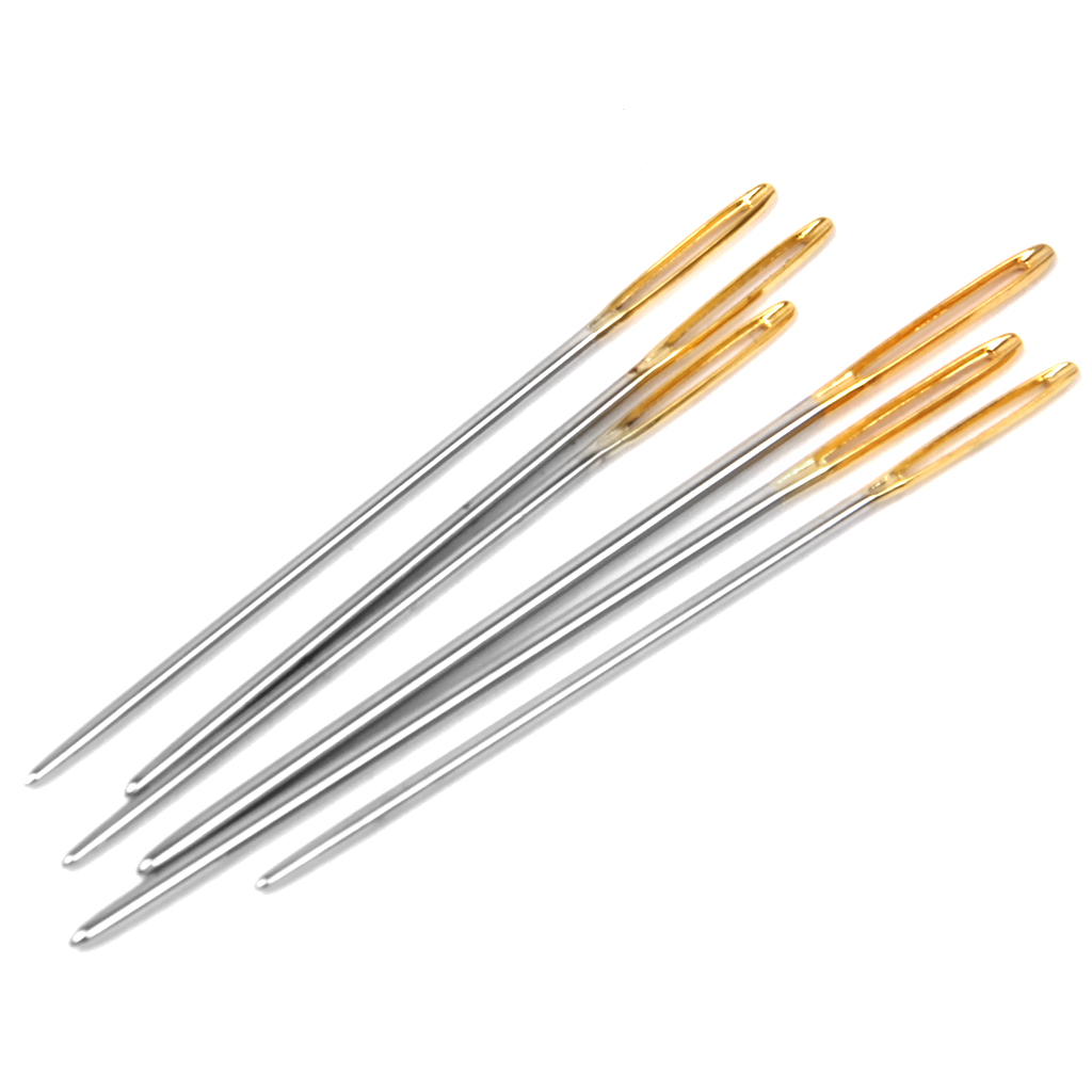 6pcs Gold Eye Large Eye Needles Embroidery Tapestry Hand Sewing Needle
