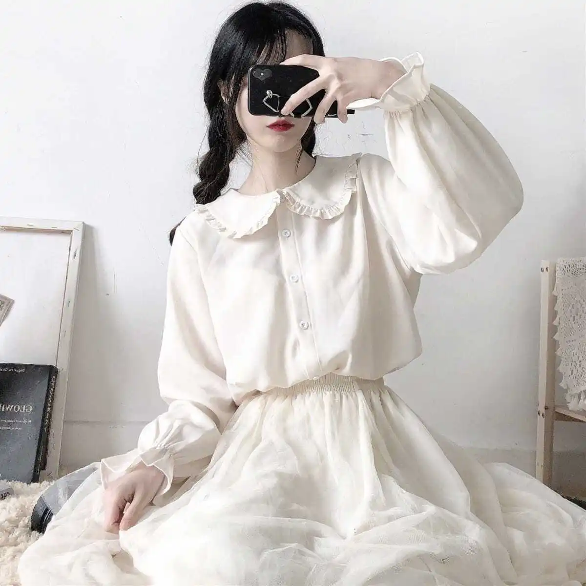Women Blouse JK Doll Collar Lolita Loose Long Sleeve Summer  Autumn Blusas Ropa De Mujer