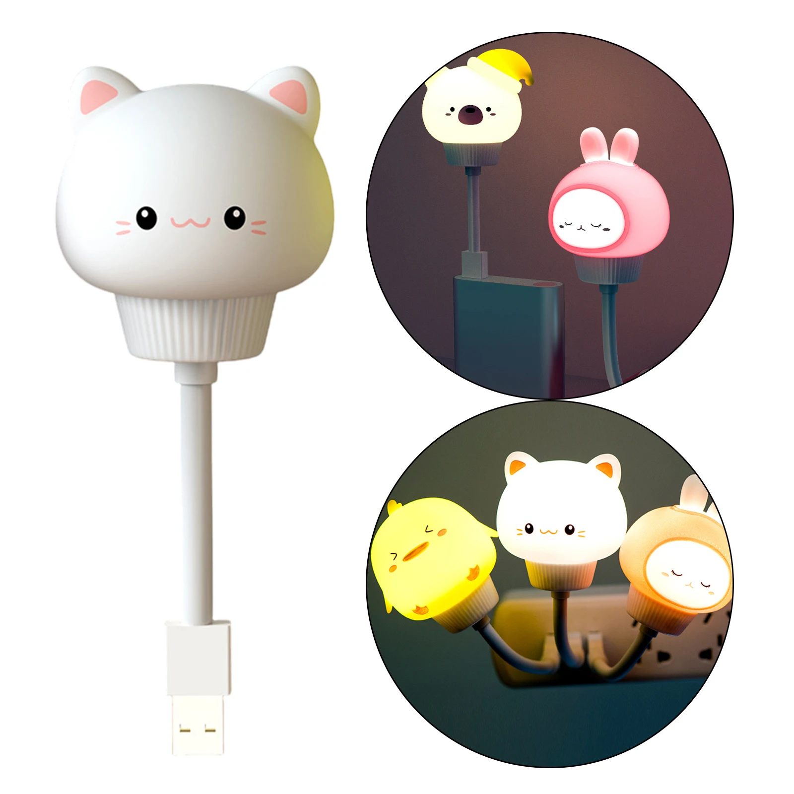 Night Light Mini Animal Remote Control Lighting Decor Decorations Portable Kawaii Under Cabinet Lamp for Kitchen Shelf Bedroom