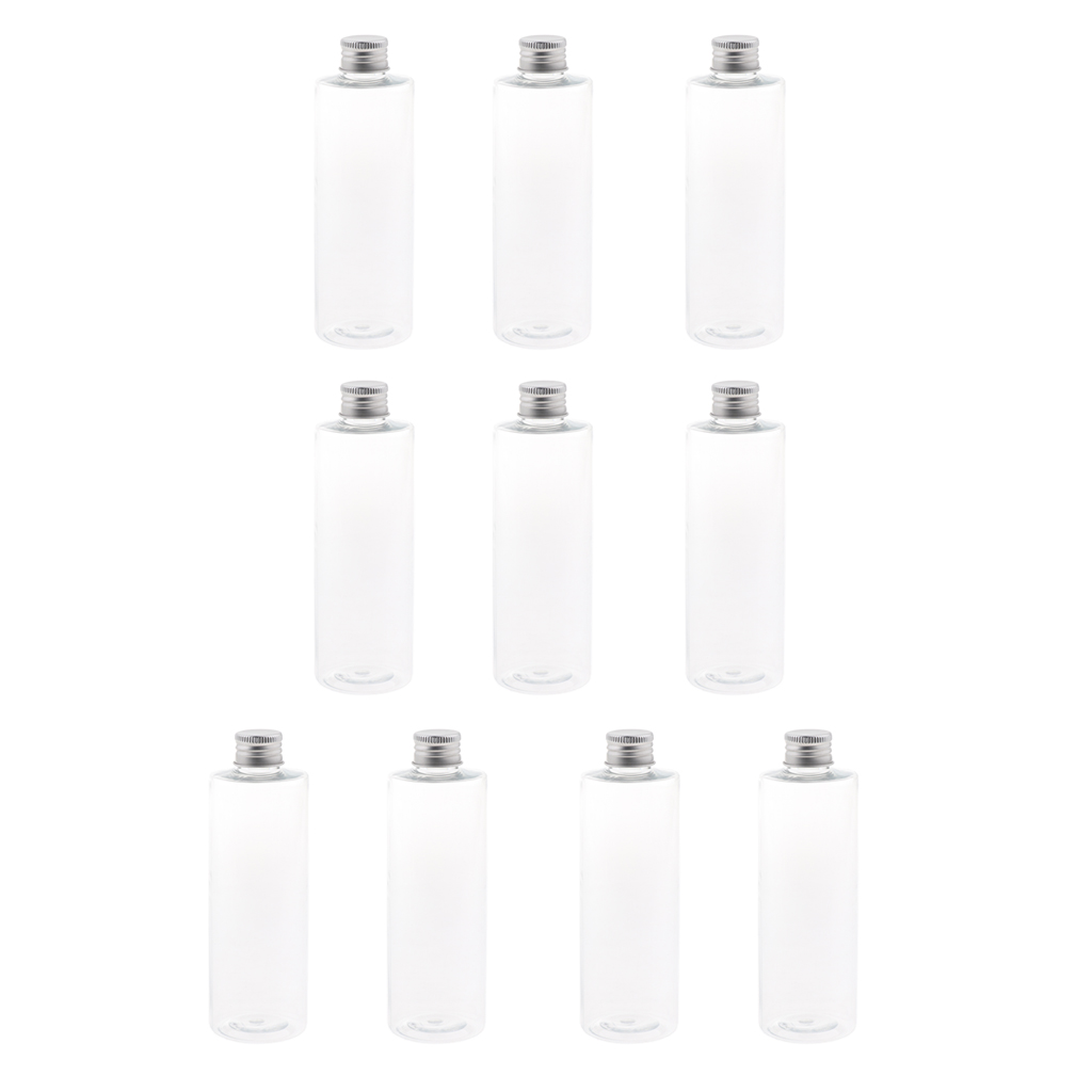 250ML Aluminum Screw Cap Clear Plastic Pet Bottles, Travel Containers for
