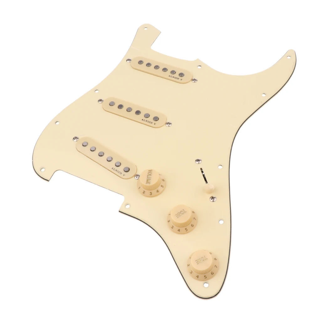 Cream Yellow Single Coiled Alnico V Pickguard For  Electric Guitar