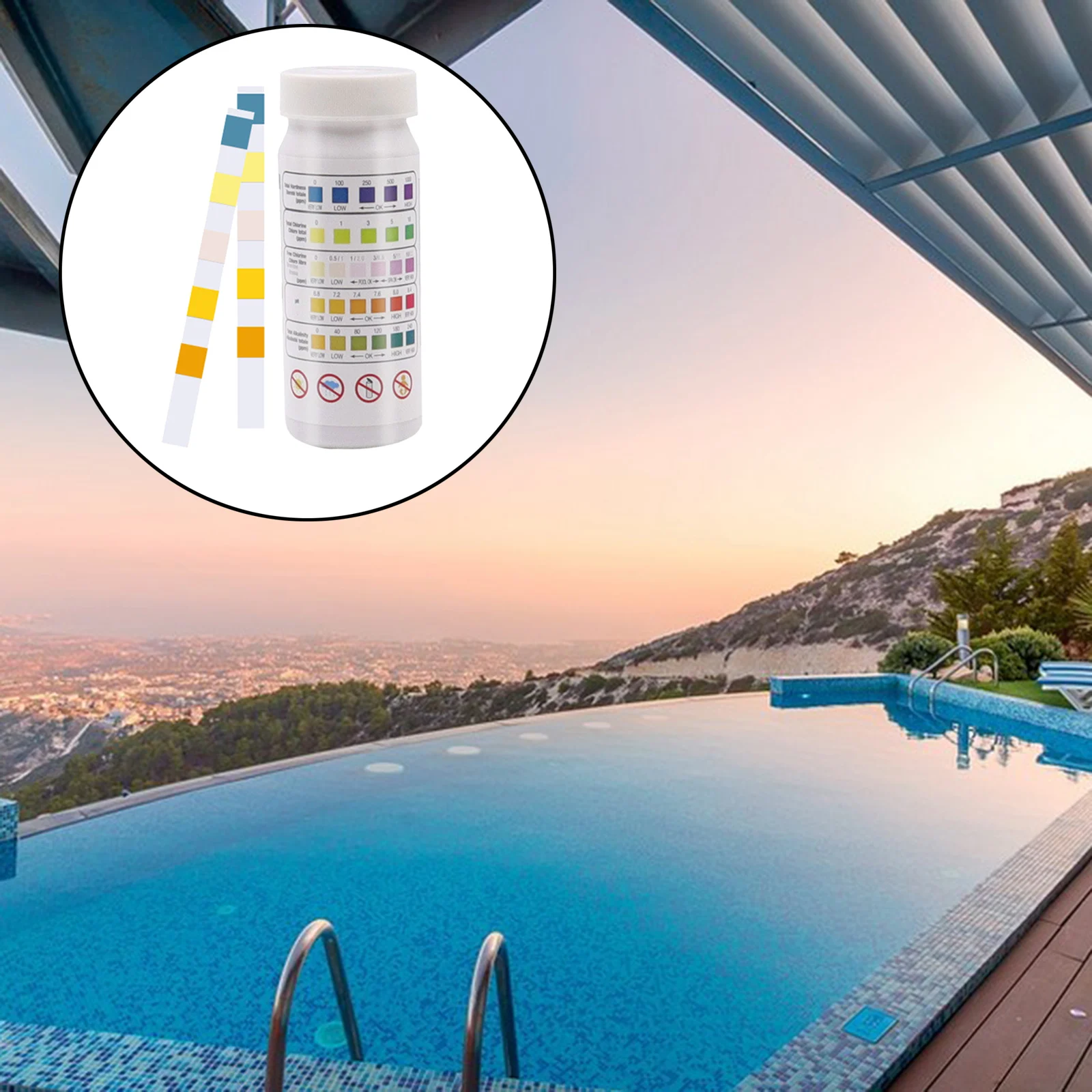 1 Bottle Hot Tub Pool Water Quality 4-in-1 Test Strip Residual Chlorine PH Value Alkalinity Hardness