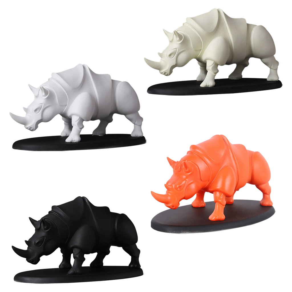 Resin Rhinoceros Statues Nordic Sculpture Miniature Figurine Home Living Aesthetic Room Statue Office Desk Decor Ornaments