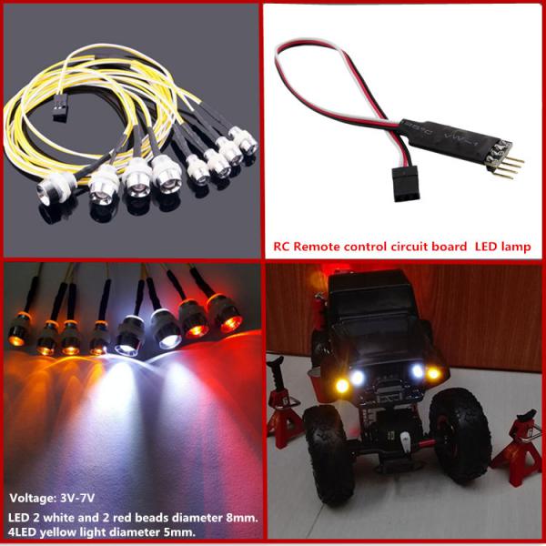 8Pieces LED Lamp with Remote Control Circuit Panel for 1/10 1/8 Traxxas HSP   CC01 Axial SCX10 Car