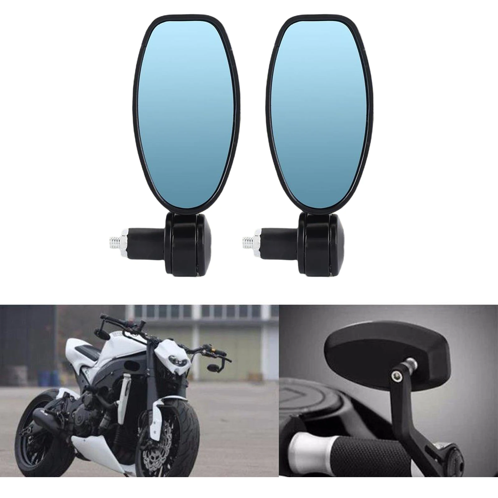 Motorcycle Bar End Mirrors, 7/8` Heavy Duty Rearview Mirror Universal for Suzuki, for Yamaha, for Kawasaki Handlebar Mirror