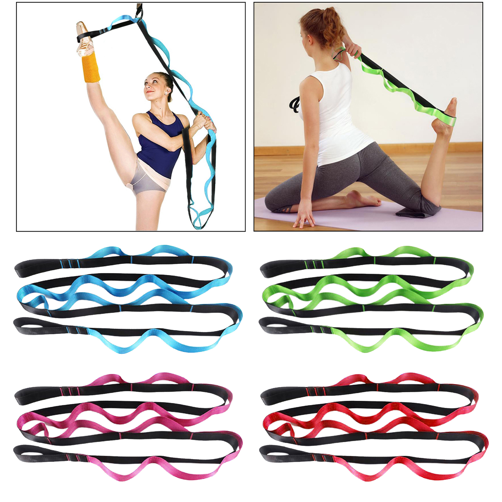 270cm Yoga Stretch Strap, Sports Stretching Strap, Pilates Pull Belt for Physical Therapy, Latin Dance and Gymnastics