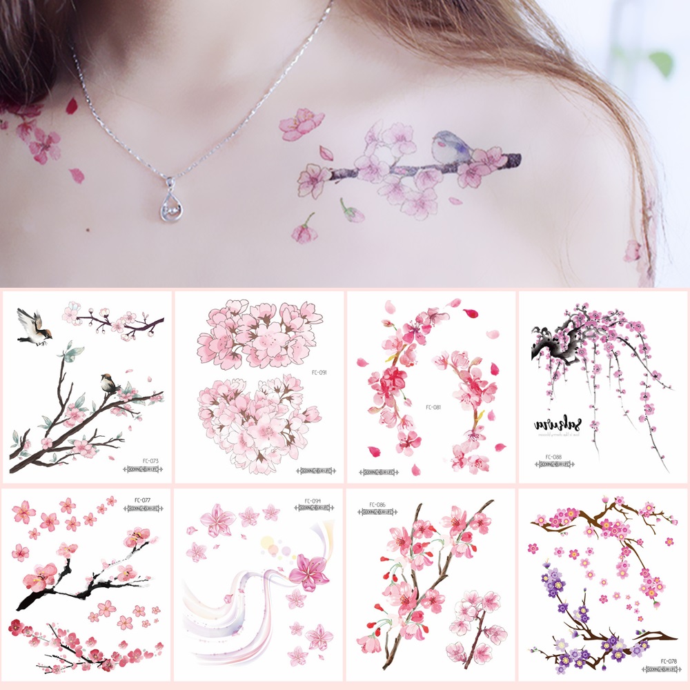 Best of 24 Kinds Flower Tattoo Temporary Body Sticker Gradient Color Pink Sakura Flowers Disposable Tatouage Temporaire Reviews & Tips