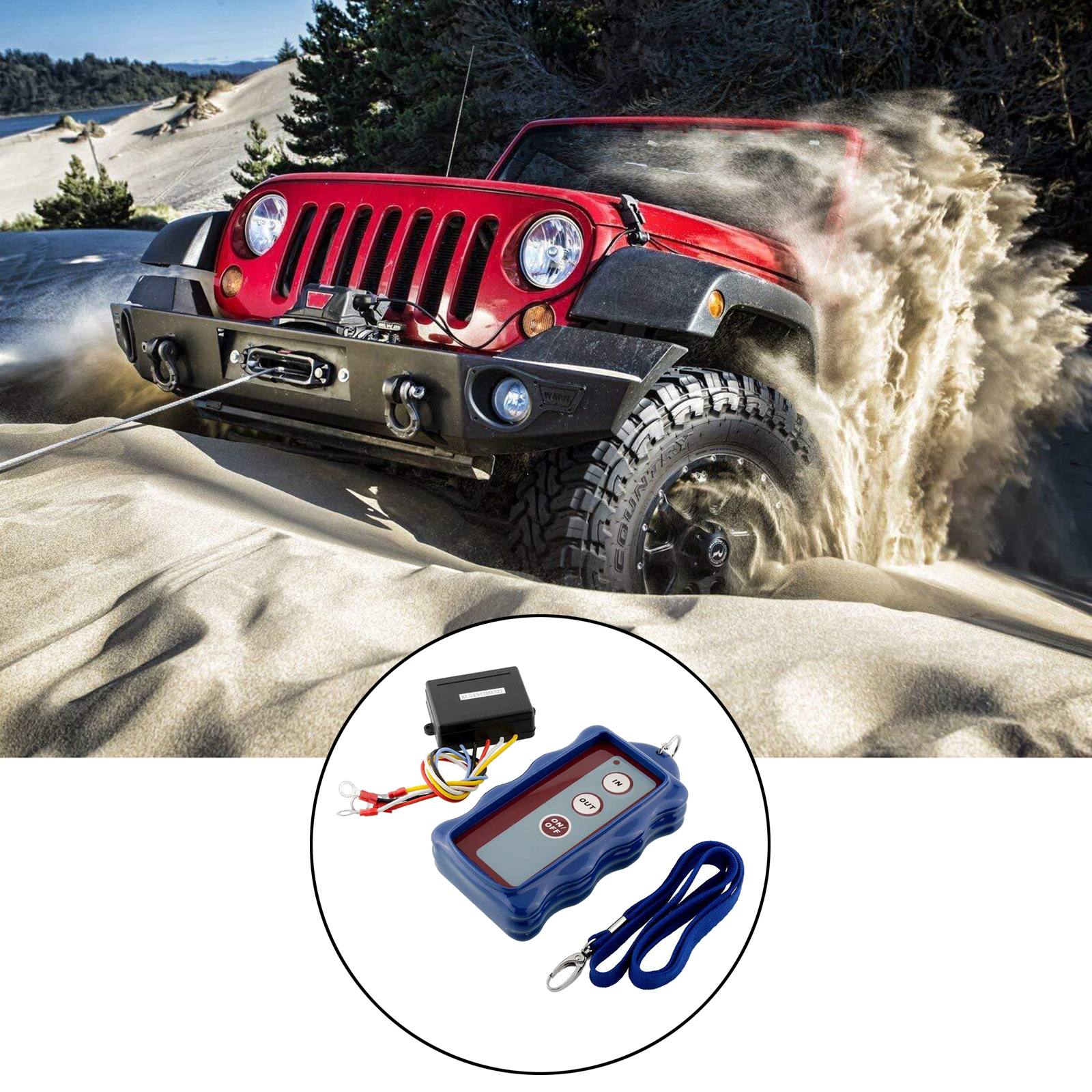 12V 50ft Smart Winch Wireless Remote Control Switch Set G Universal Indicator Light for  Truck ATV