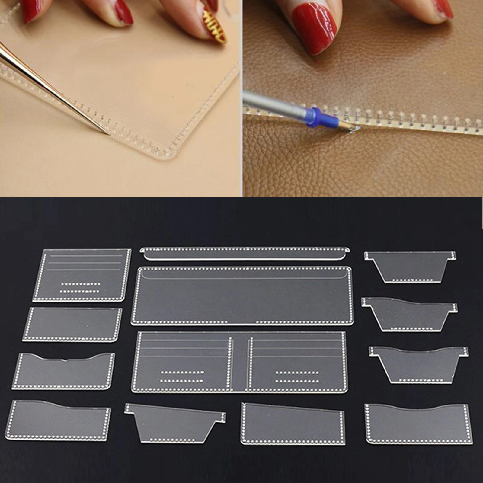 Acrylic Stencil 1set Clear Template Pattern Tool Wallet Card Holder Leather