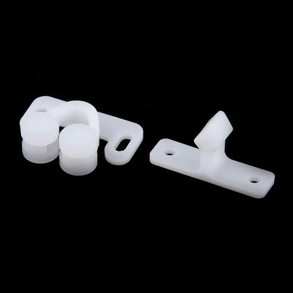 1 Set Boat RV Double Ball Roller Catch Latch for Cabinet Closet Doors White