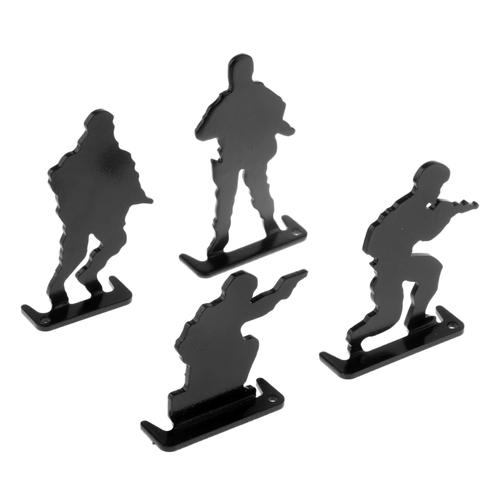4 Pieces Metal Shooting Targets Soldiers Pattern Hunting Shooting Accessories Sturdy & Reusable for Practice Trainning